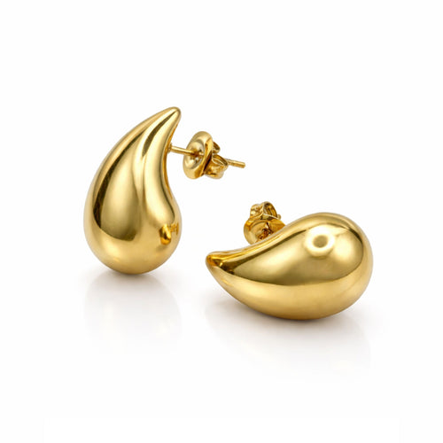 Aura Drop Ohrringe in Gold, tropfenförmiges Design, 18K vergoldet, wasserfest, eleganter Modeschmuck für Damen