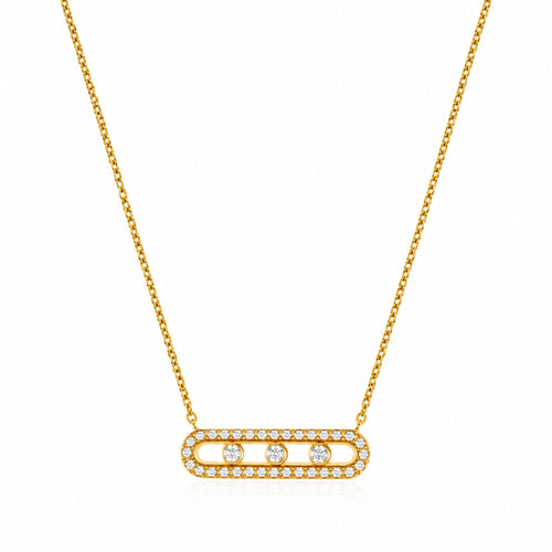 Trinity Shine Kette Gold mit drei beweglichen Zirkonia und Pavé-Fassung