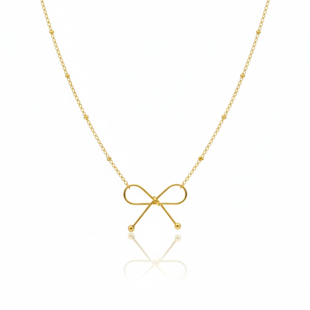 Schleifen Halskette in Gold mit filigranem Design, wasserfest, hautfreundlicher Modeschmuck für Damen