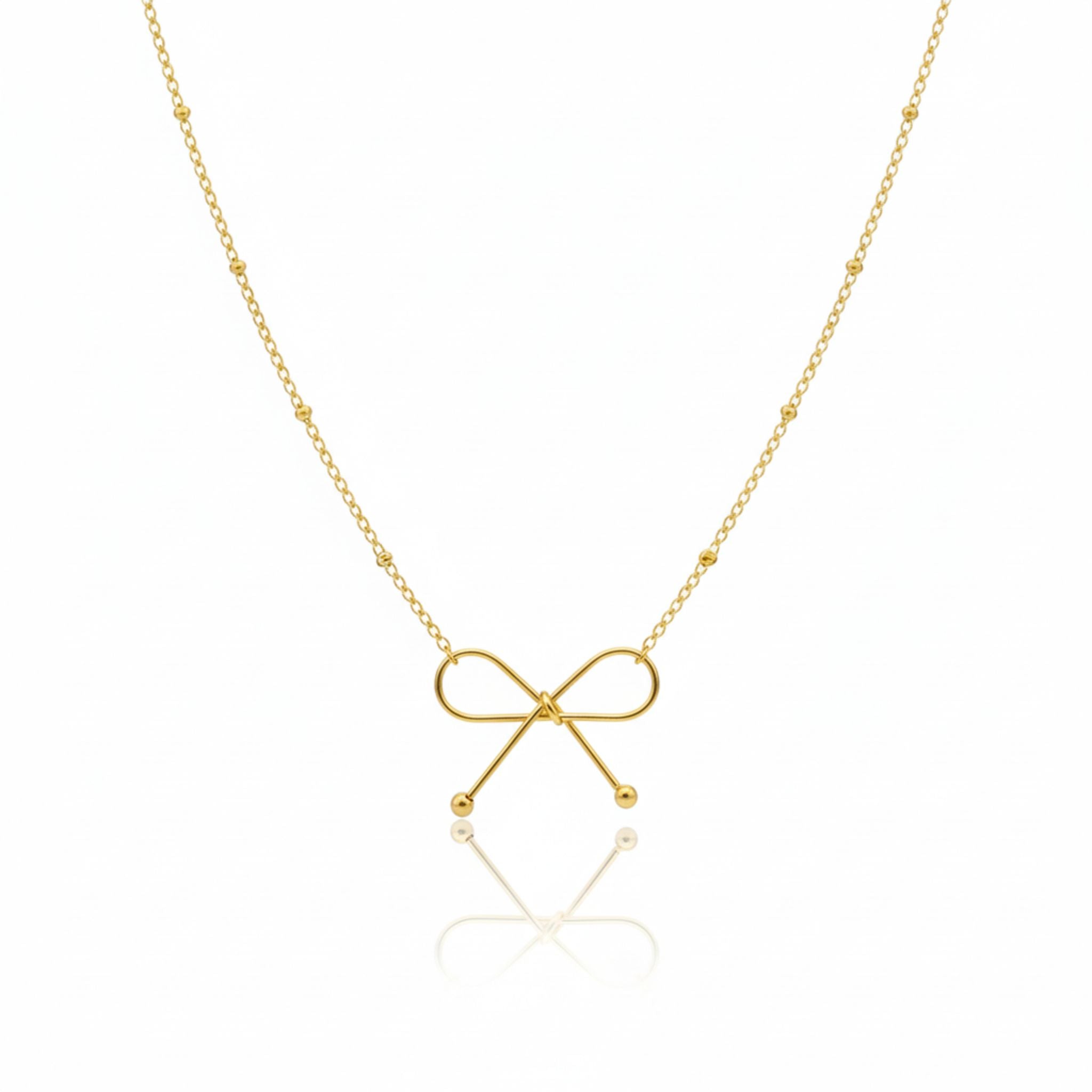 Schleifen Halskette in Gold mit filigranem Design, wasserfest, hautfreundlicher Modeschmuck für Damen