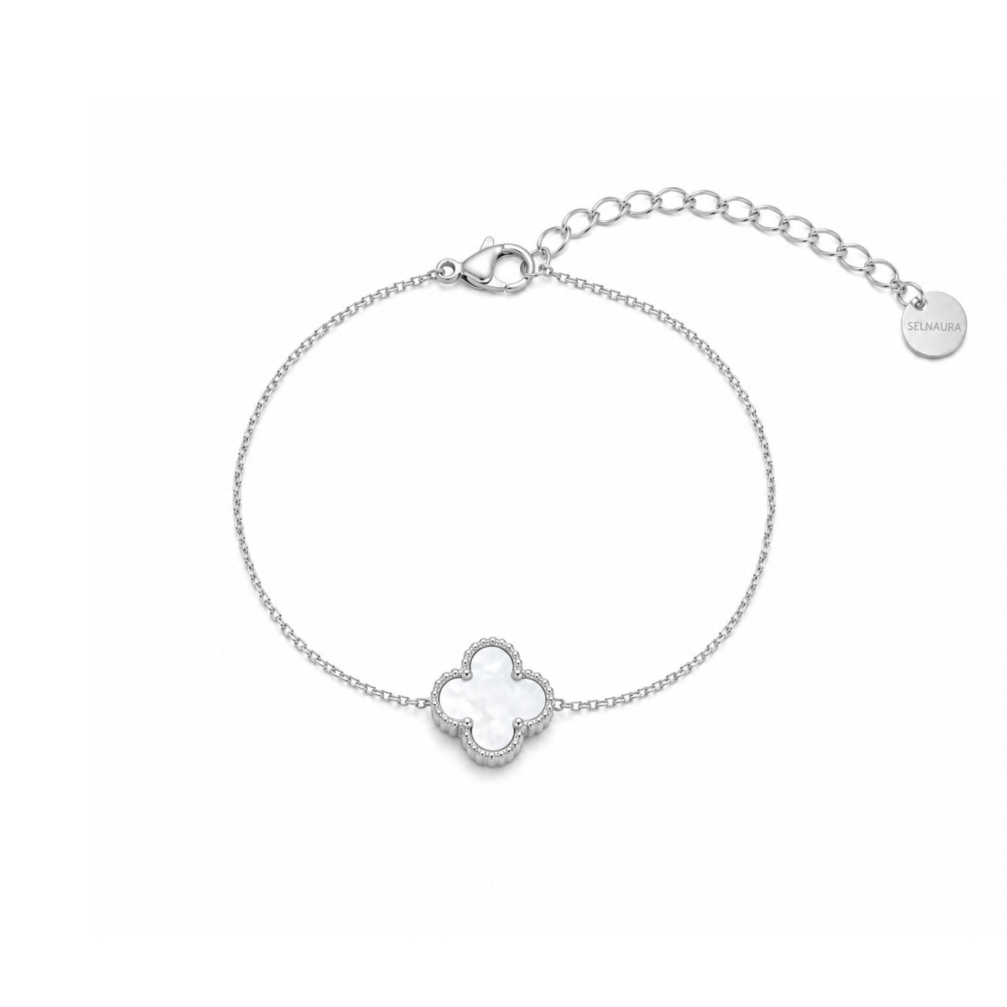 Pearl Clover Armband in Silber mit Perlmutt Kleeblatt Anhänger