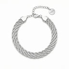 Mehrreihiges Armband in Silber, geflochtenes Kettenarmband, 46+5cm, wasserfest, Modeschmuck für Damen