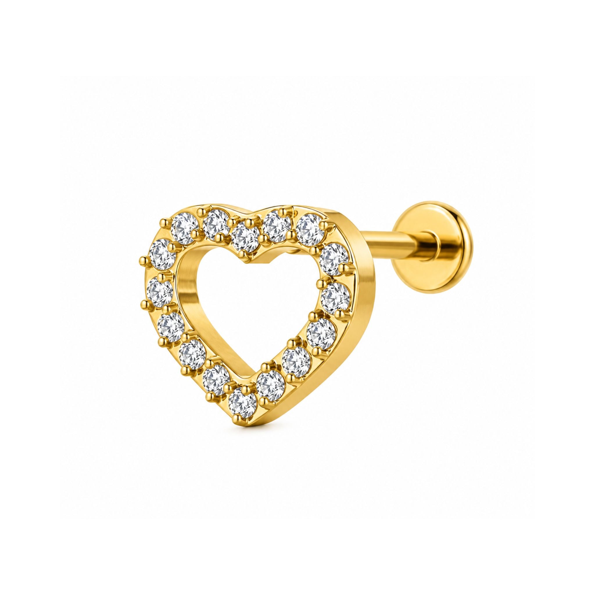 Amora Heart Piercing Gold aus Titan mit Herzdesign und Zirkonia