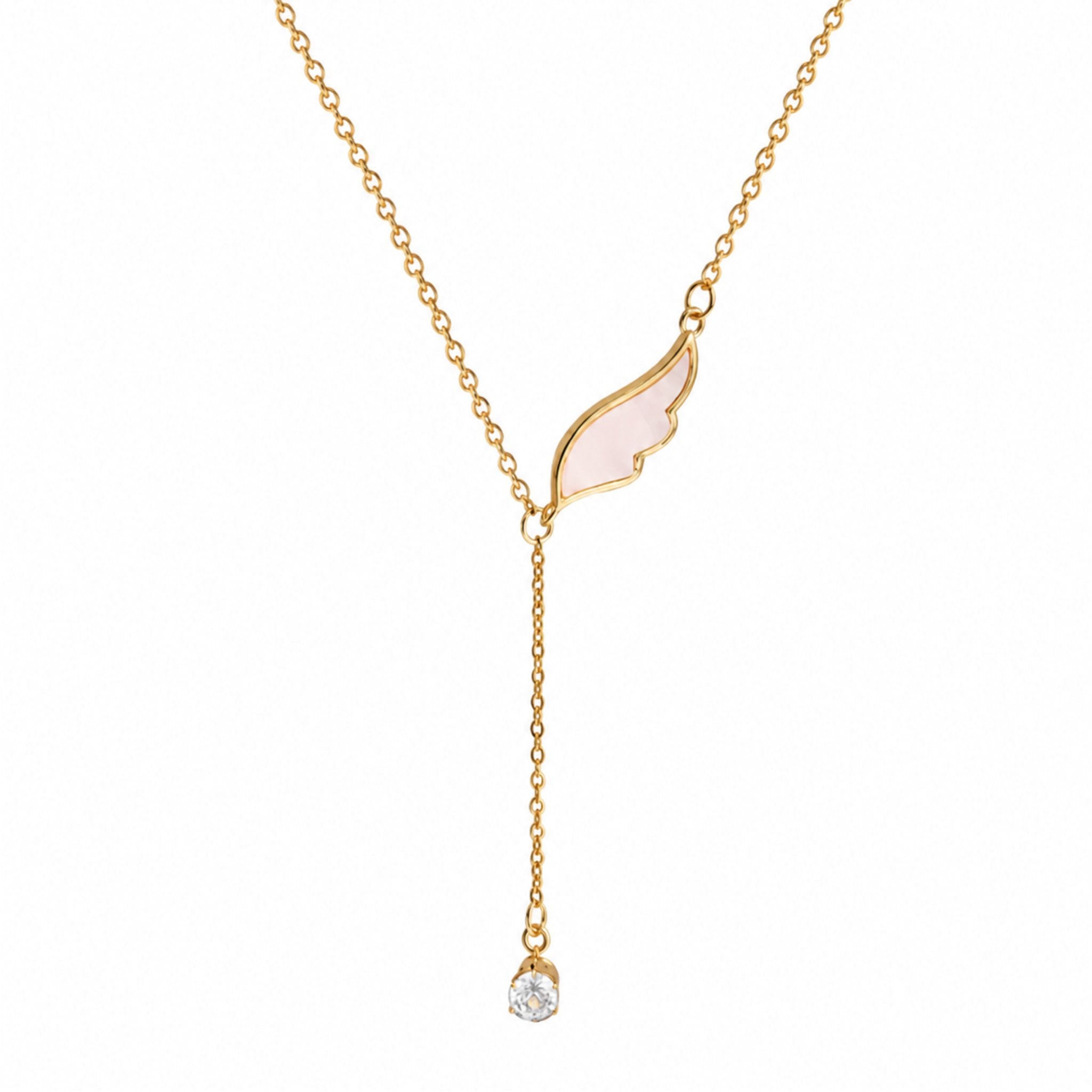 Angel Wing Kette in Gold mit Engelsflügel Anhänger und funkelndem Zirkonia Stein
