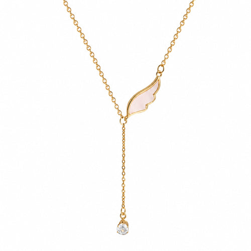 Angel Wing Kette in Gold mit Engelsflügel Anhänger und funkelndem Zirkonia Stein