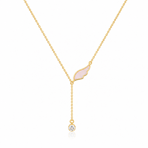 Angel Wing Kette in Gold mit Engelsflügel Anhänger und funkelndem Zirkonia Stein