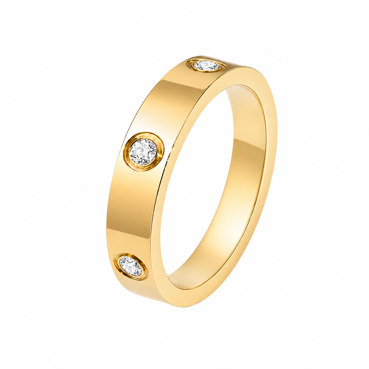 Aura Diamond Ring Gold mit funkelnden Zirkonia-Steinen