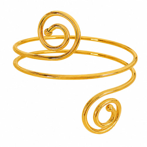 Aura Spiral Oberarmreif in Gold mit modernem Wickeldesign