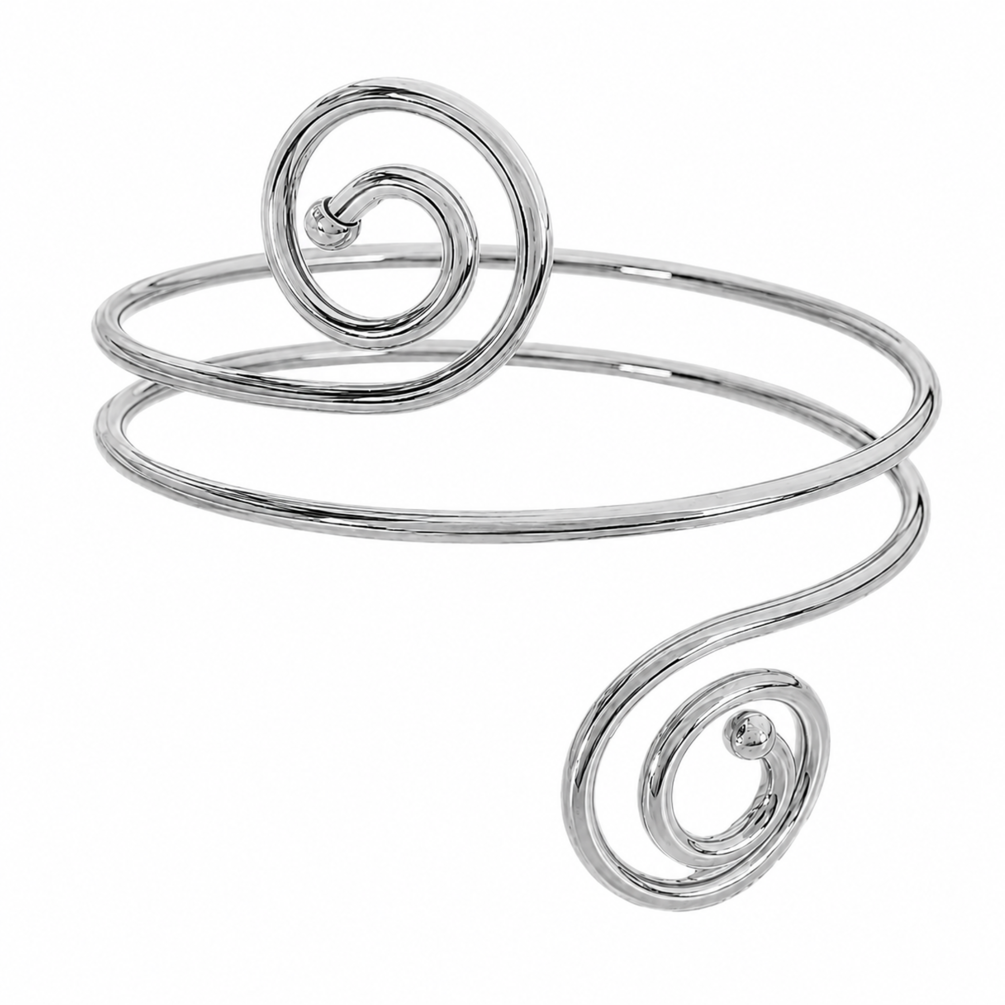 Aura Spiral Oberarmreif in Silber mit modernem Wickeldesign