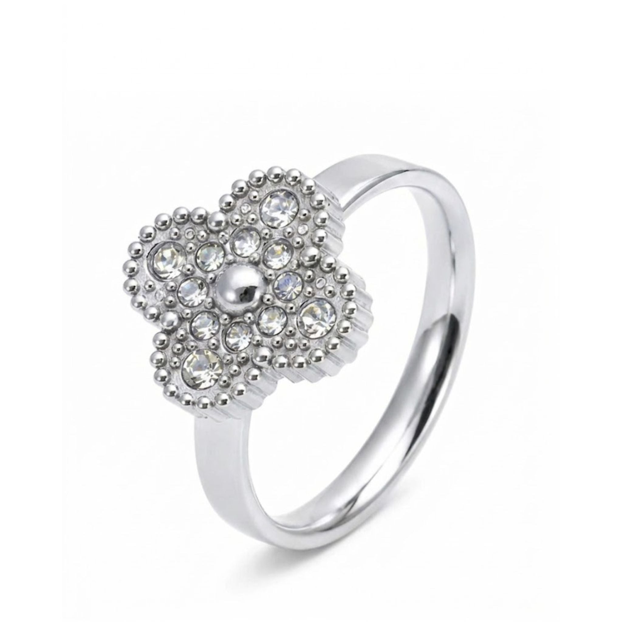 Clover Ring Silber mit Kleeblatt Motiv und hochwertigen Zirkonia