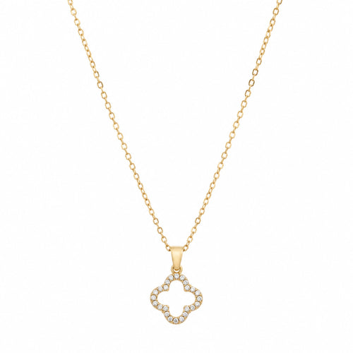 Crystal Clover Kette in Gold mit funkelndem Kleeblatt Anhänger aus Zirkonia