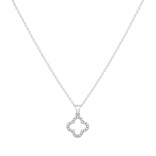 Crystal Clover Kette in Silber mit funkelndem Kleeblatt Anhänger aus Zirkonia