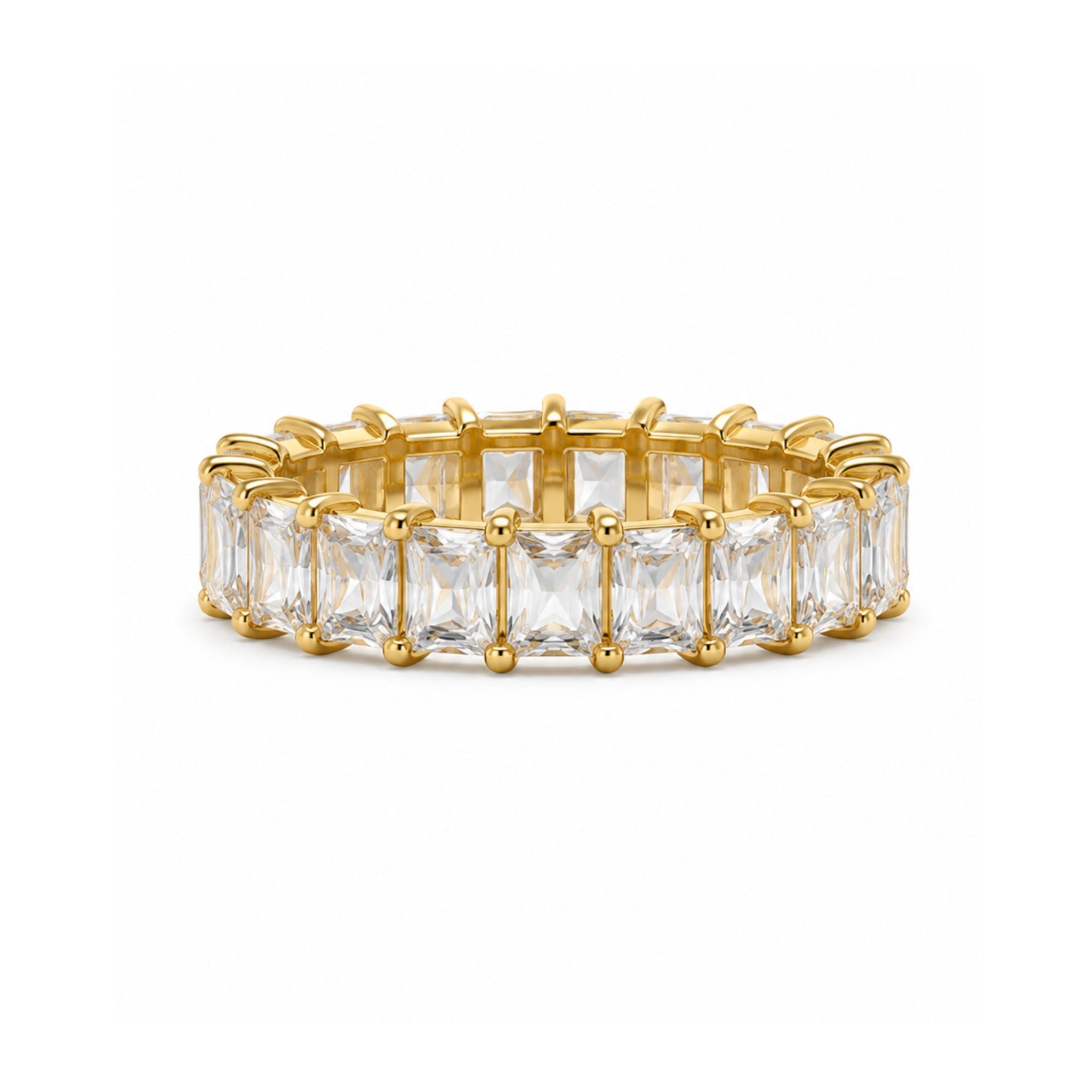 Goldener Eternity Ring mit funkelnden Princess Cut Zirkonia