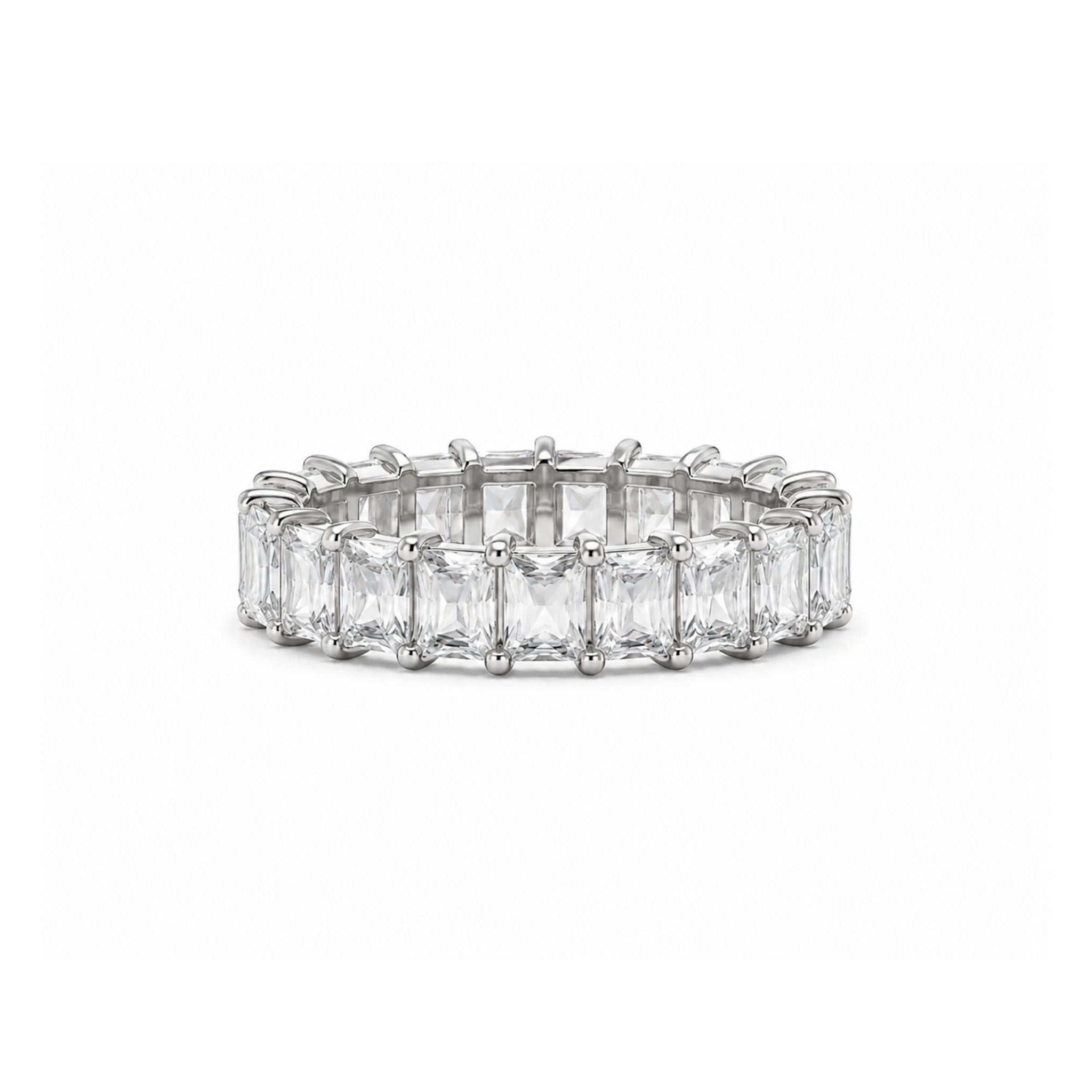 Diamond Princess Ring Silber mit Princess Cut Zirkonia rundum besetzt