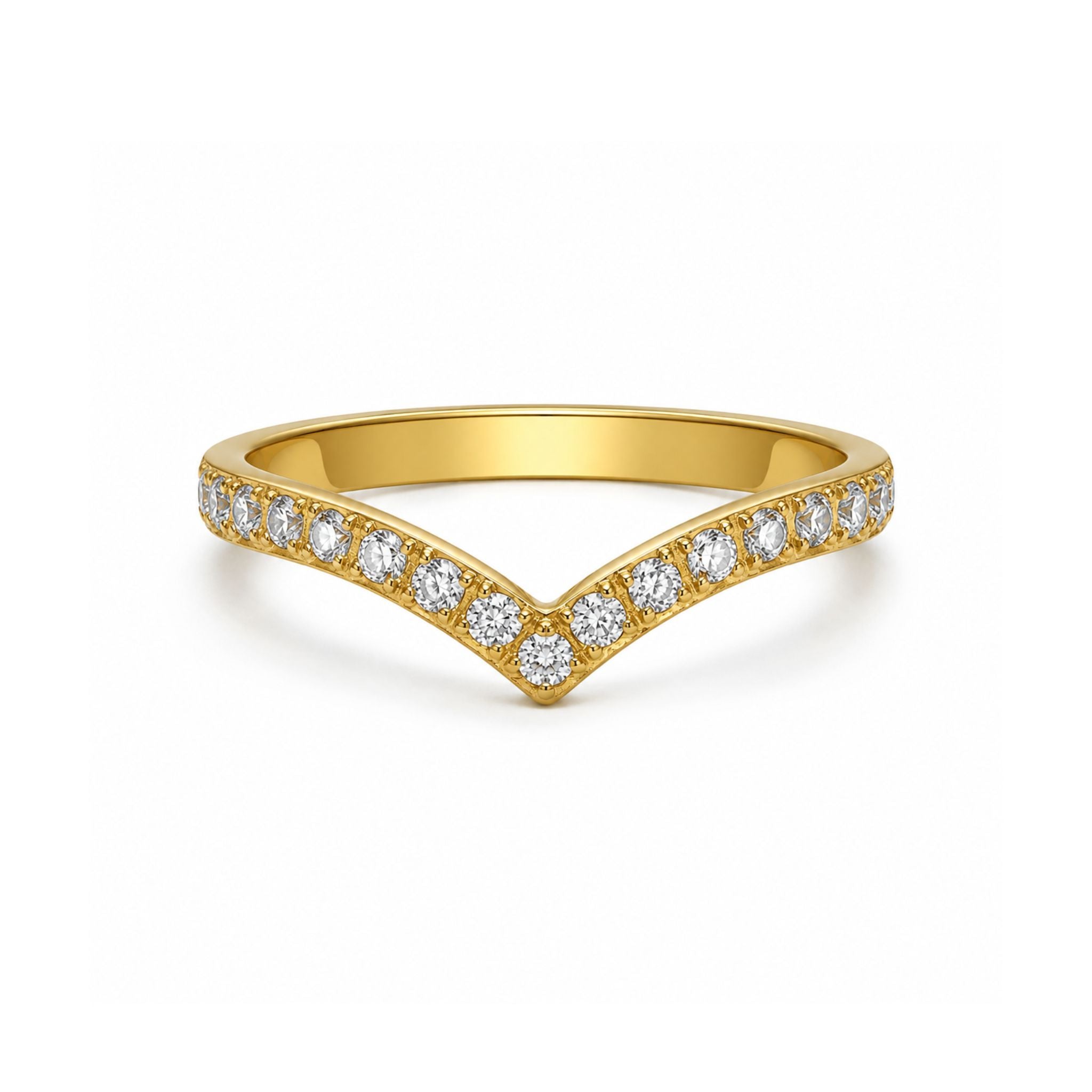 Diamond V Ring Gold mit funkelnden Zirkonia Steinen