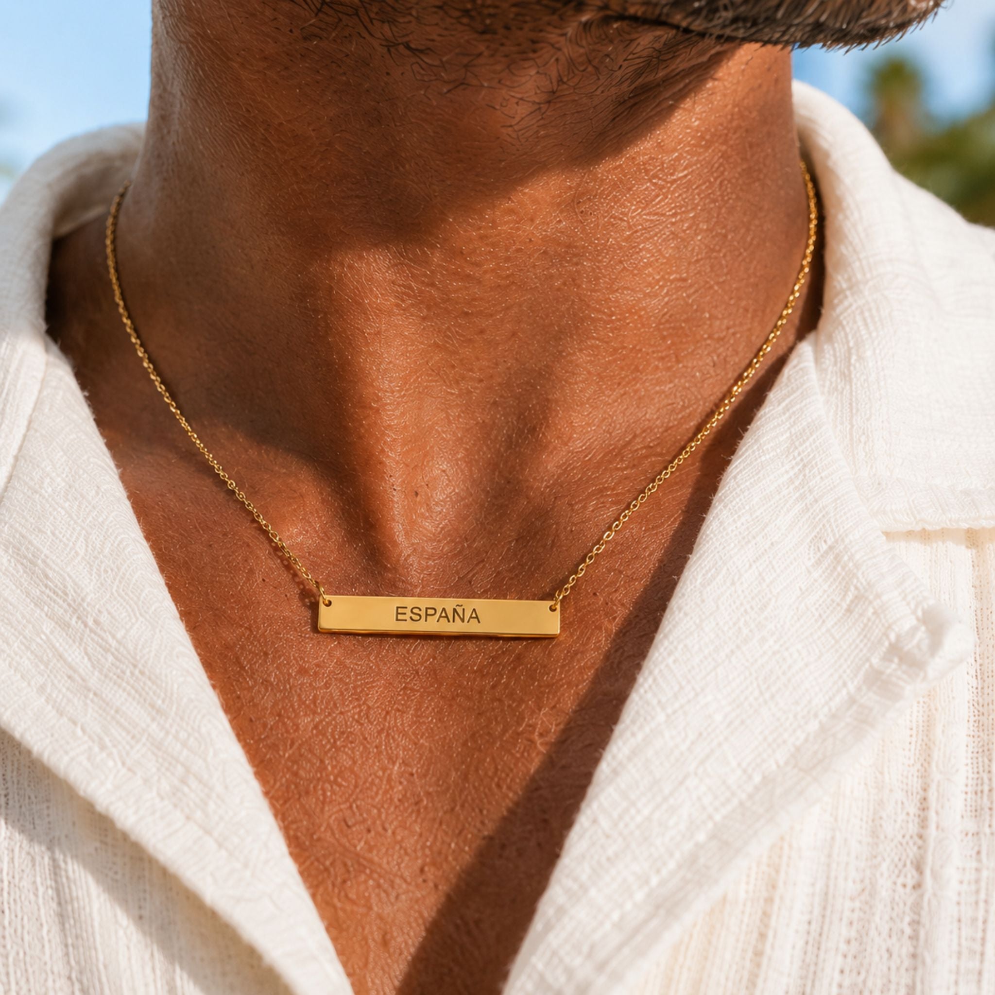 Spanien Länder Kette aus Edelstahl in 18K Vergoldung