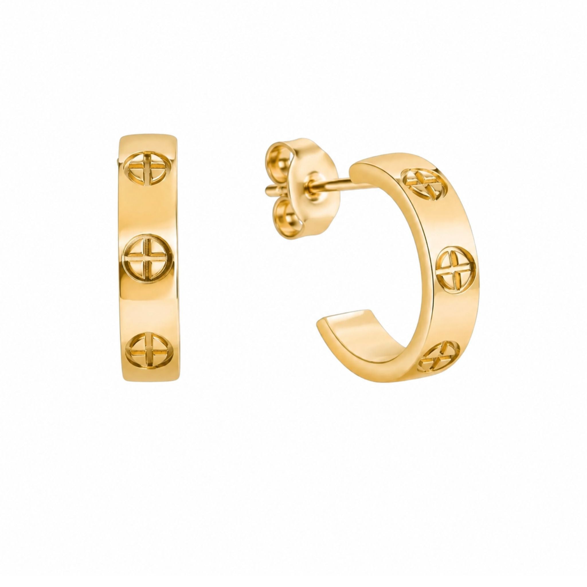 Eternal Screw Creolen Gold mit modernem Schraubenmotiv und glänzender Oberfläche