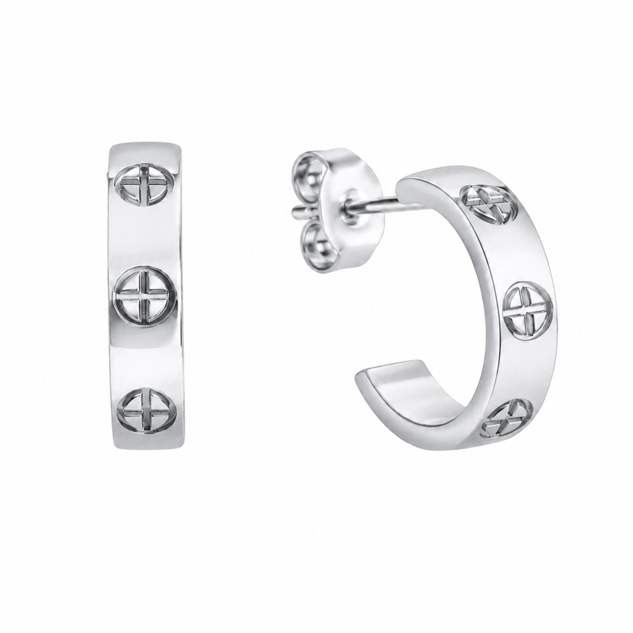 Eternal Screw Creolen Silber mit modernem Schraubenmotiv und glänzender Oberfläche