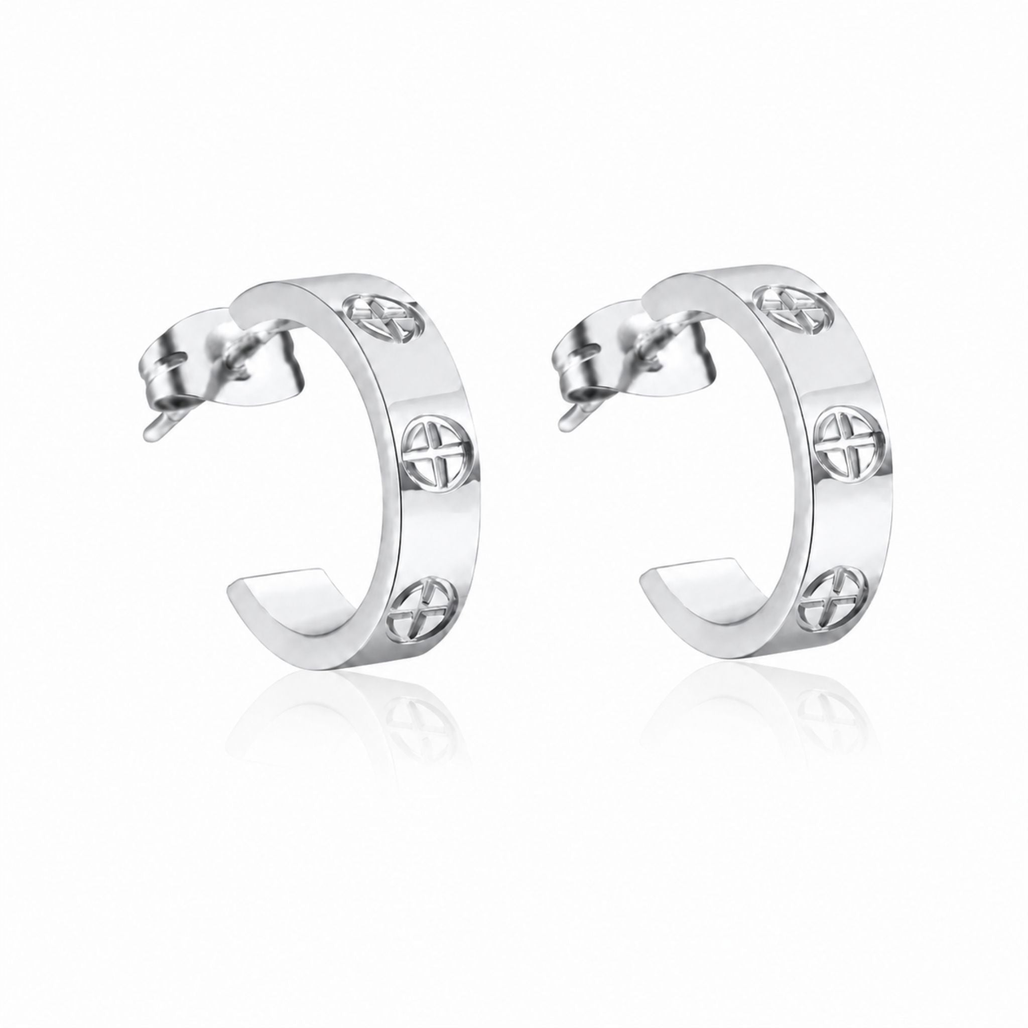 Eternal Screw Ohrringe Silber aus hochglanzpoliertem Edelstahl mit Schrauben Design