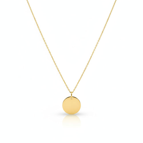 Goldene Coin of Meaning Halskette mit minimalistischem Kreis-Anhänger, zeitloses Schmuckdesign