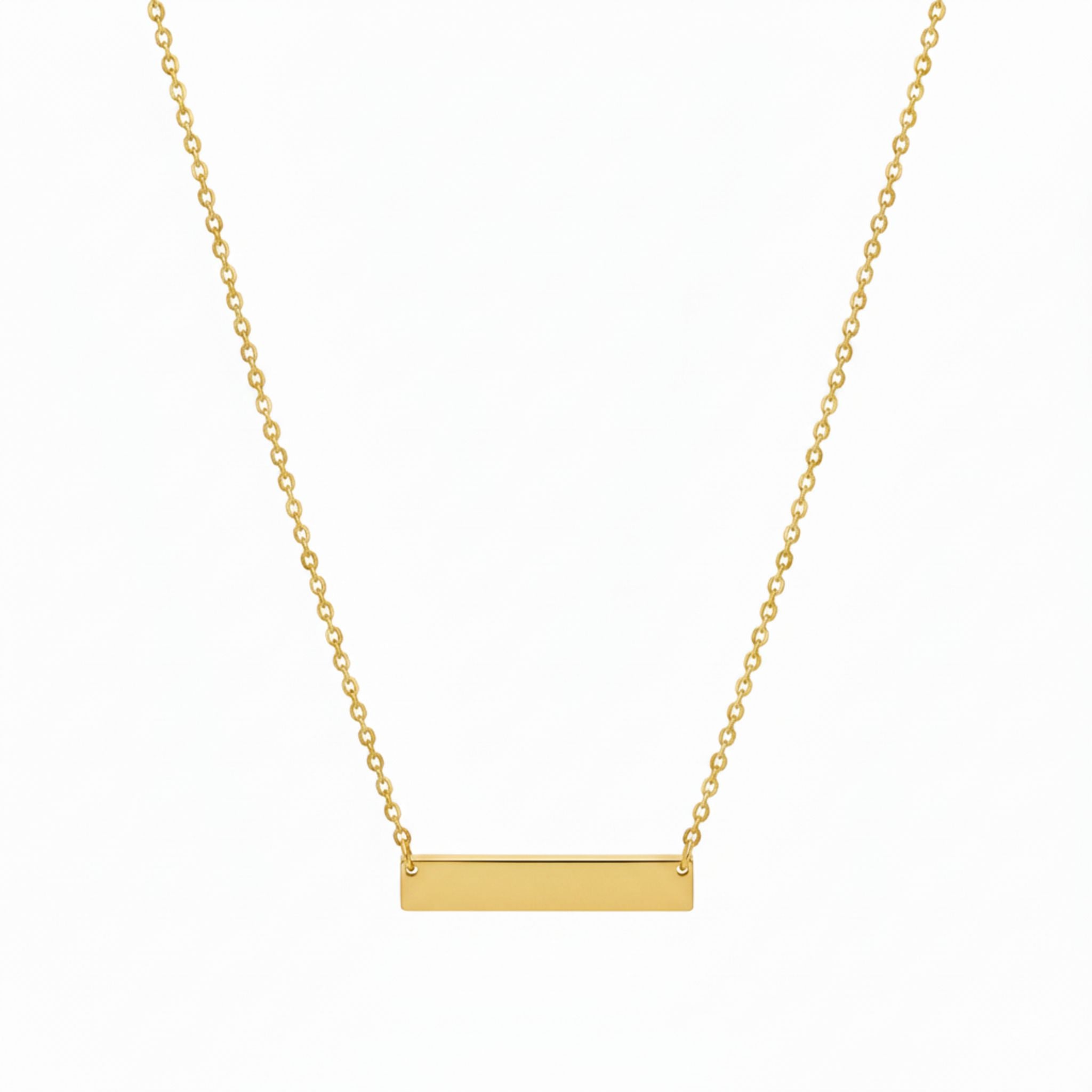 Minimalistische Bar-Halskette mit rechteckigem Anhänger an feiner Kette, modernes Schmuckdesign