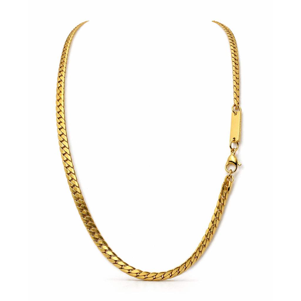 Goldene Urban Chain Halskette mit flacher Panzerkette im minimalistischen Design