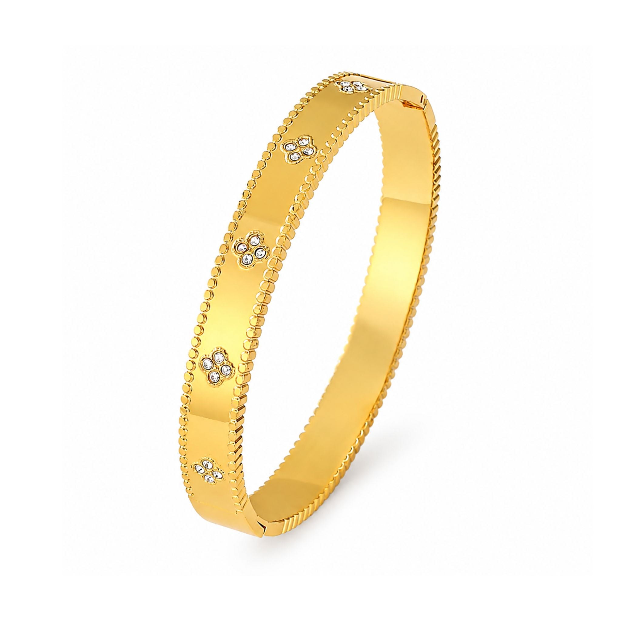 Golden Bloom Armreif Gold mit floralen Zirkonia Details