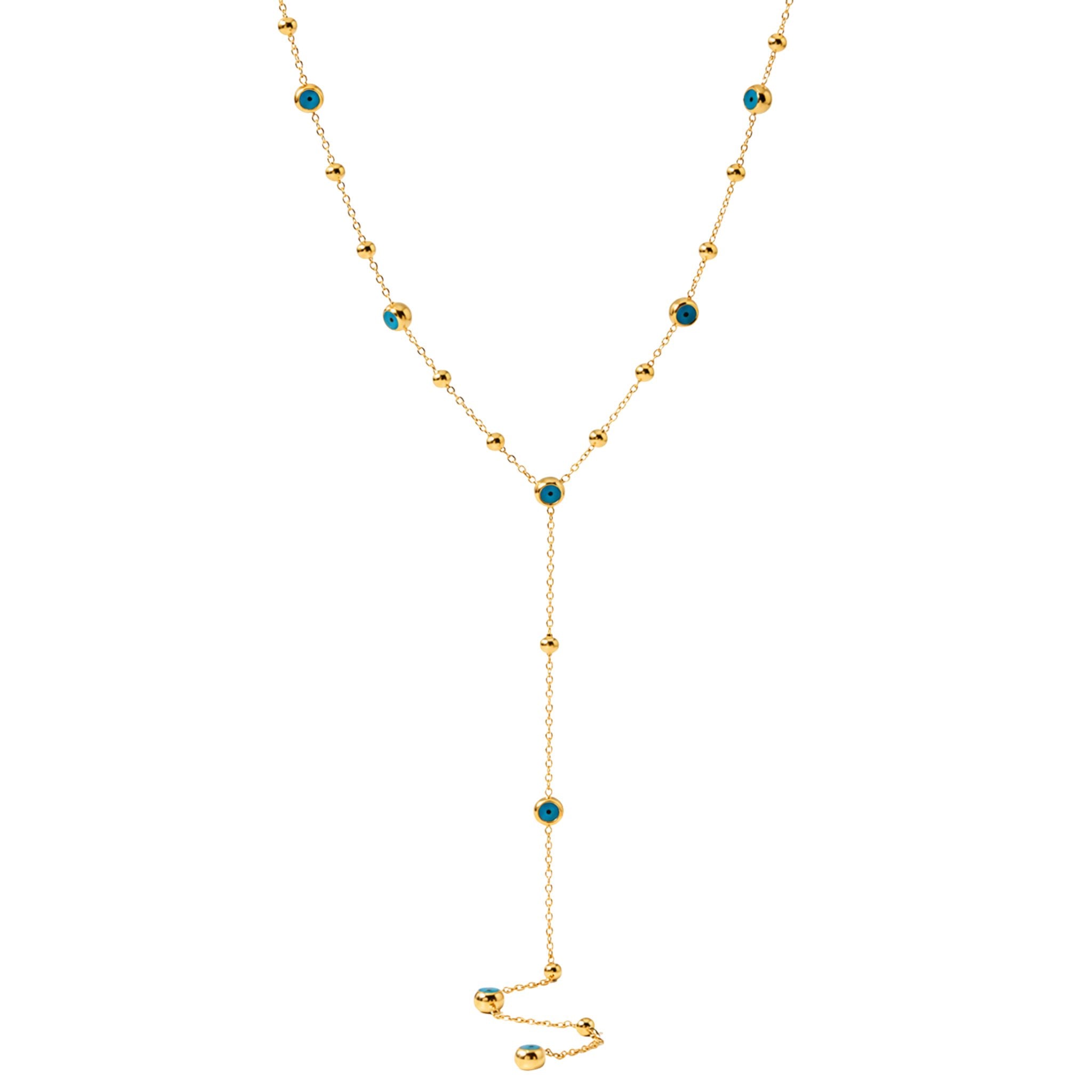 Golden Blue Nazar Kette in Gold mit türkischem Nazar Auge und elegantem Y-Ketten Design