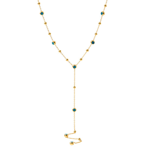 Golden Blue Nazar Kette in Gold mit türkischem Nazar Auge und elegantem Y-Ketten Design