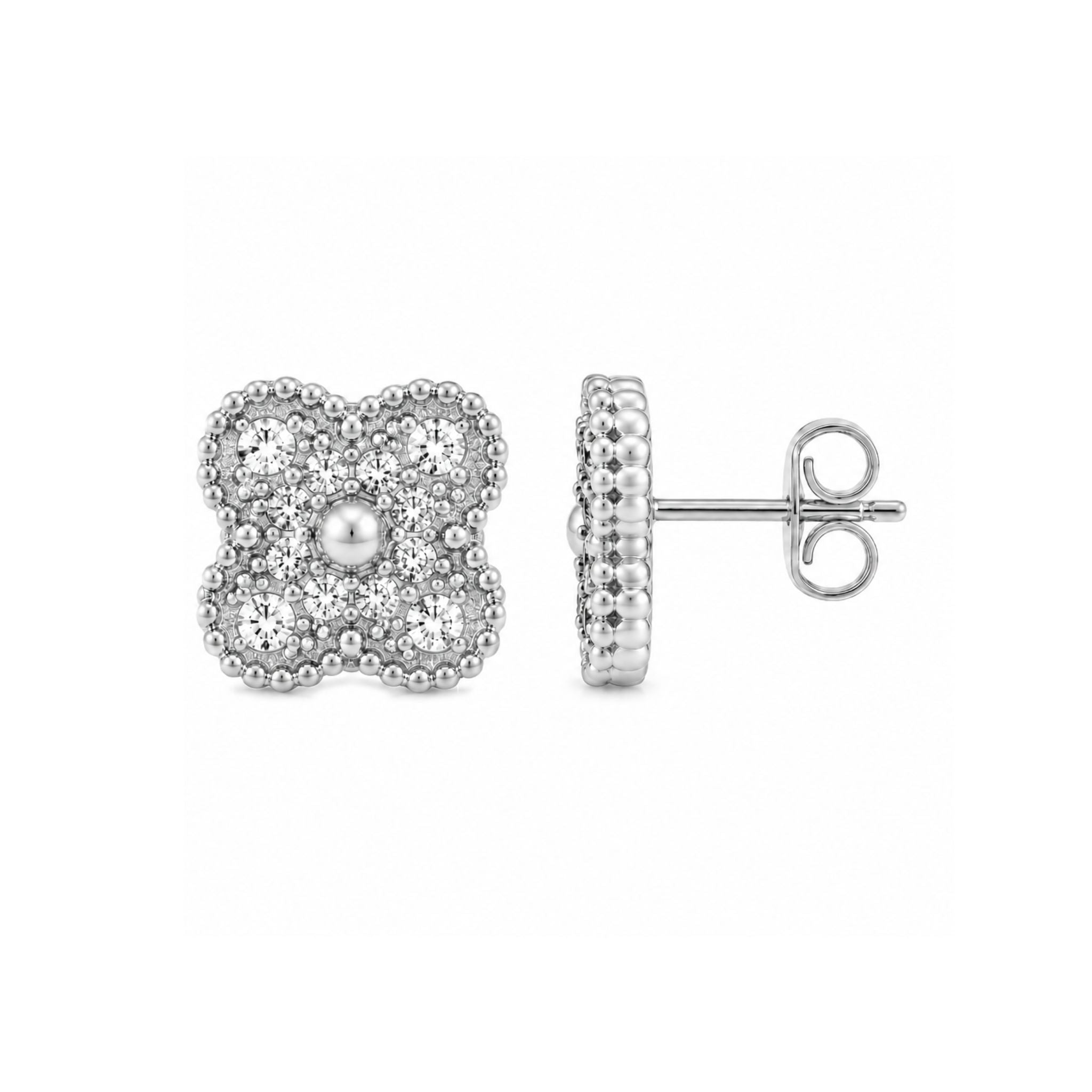 Golden Clover Ohrringe Silber mit Zirkonia Steinen