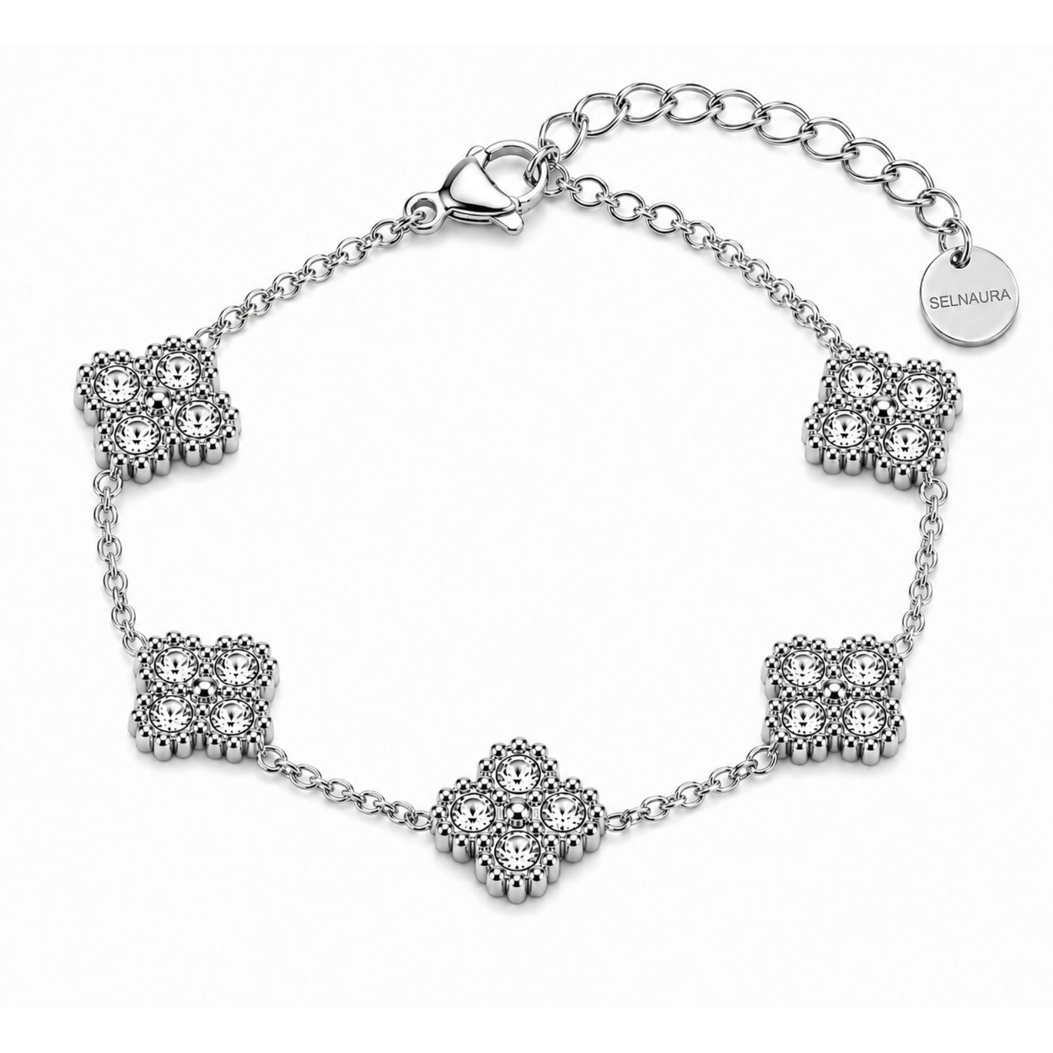 Lumi Clover Armband in Silber mit vierblättrigen Zirkonia Elementen