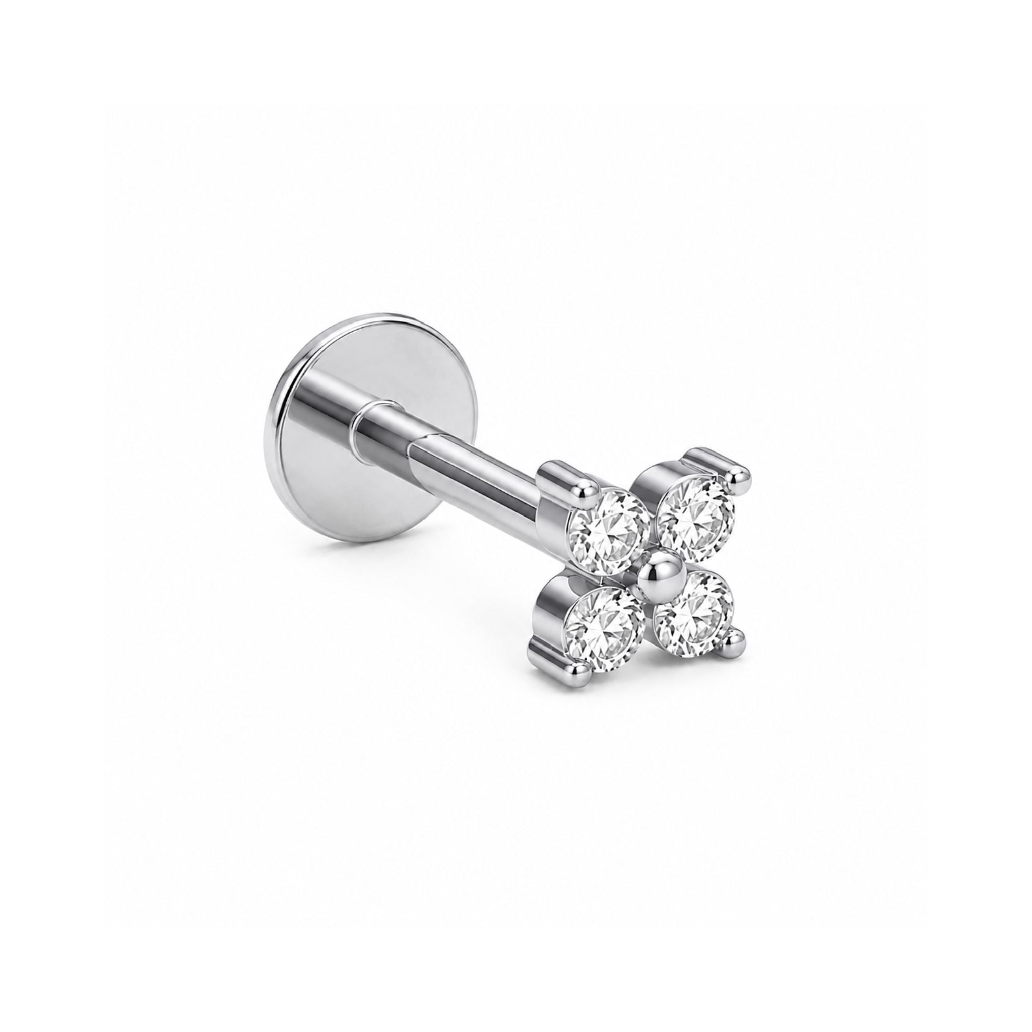 Luna Bloom Piercing Silber aus Titan mit Zirkonia Blütendesign
