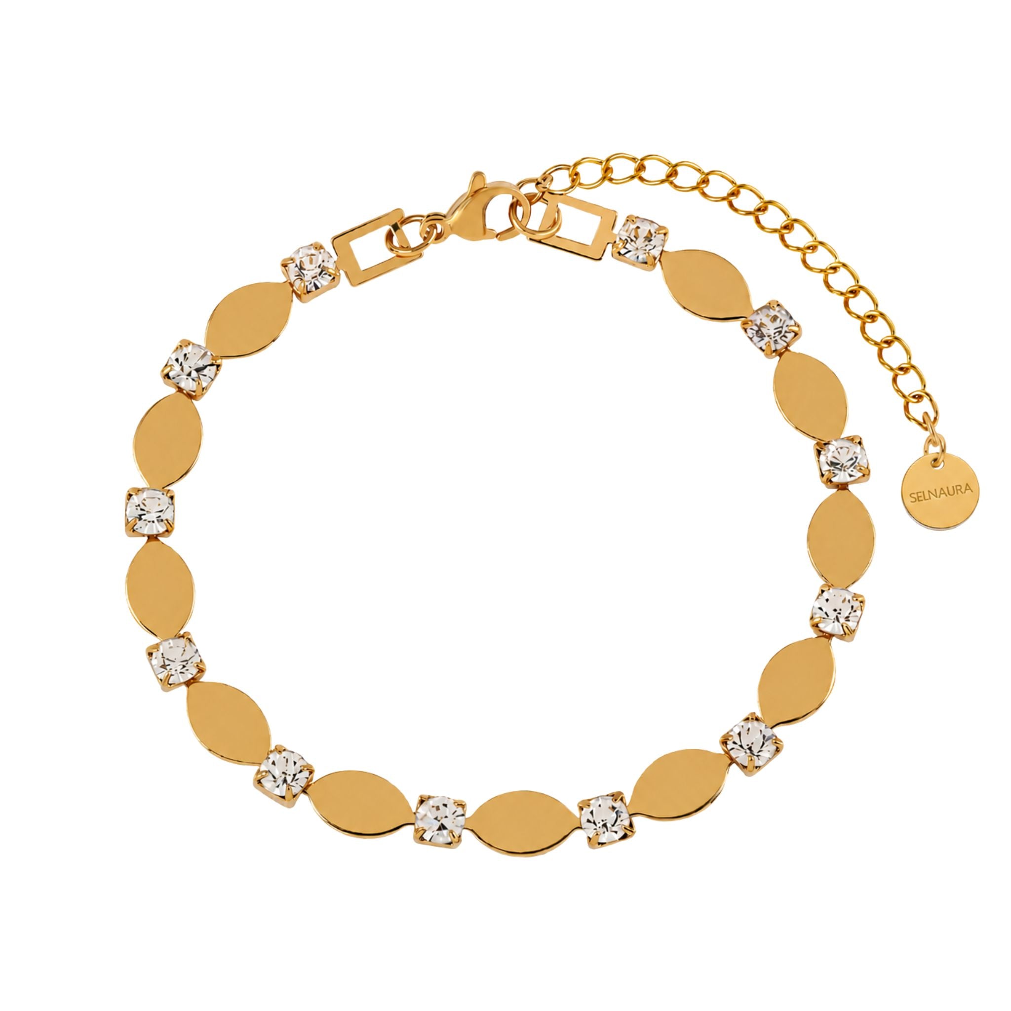 Memory Glow Armband Gold mit personalisierbaren Elementen und Zirkonia