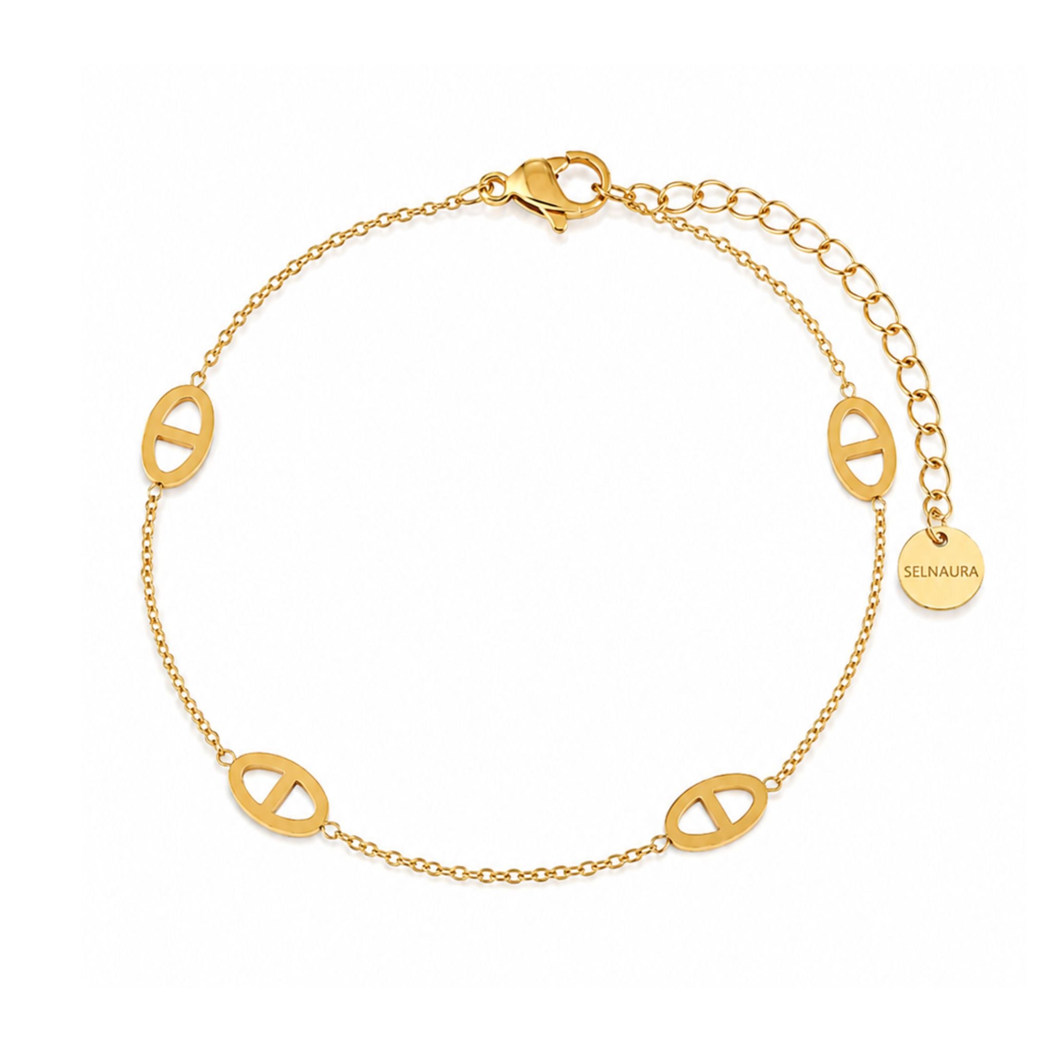 Monaco Armband in Gold mit minimalistischen ovalen  DD Elementen