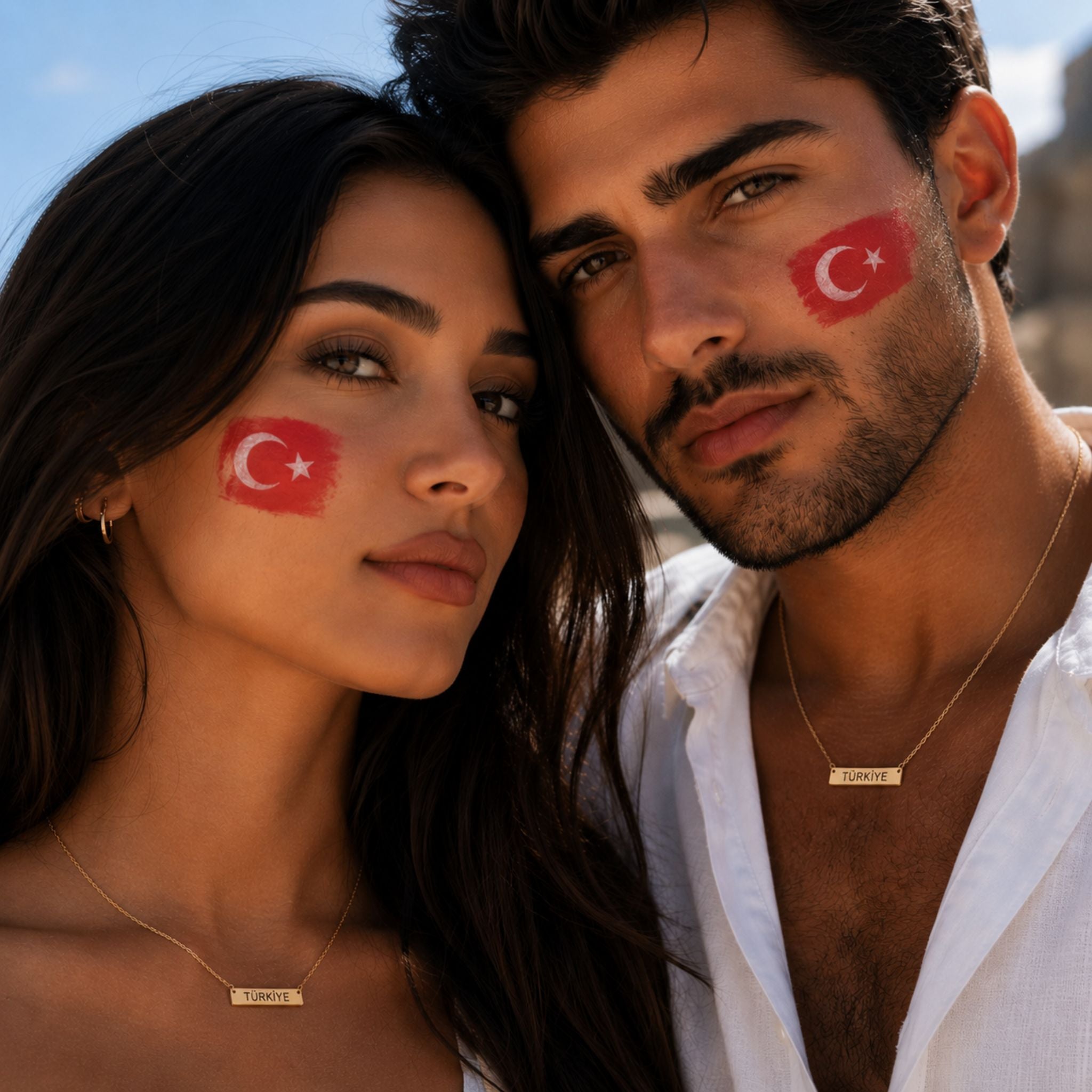 Personalisierte Türkei Länder Kette als Partner Schmuck in Gold