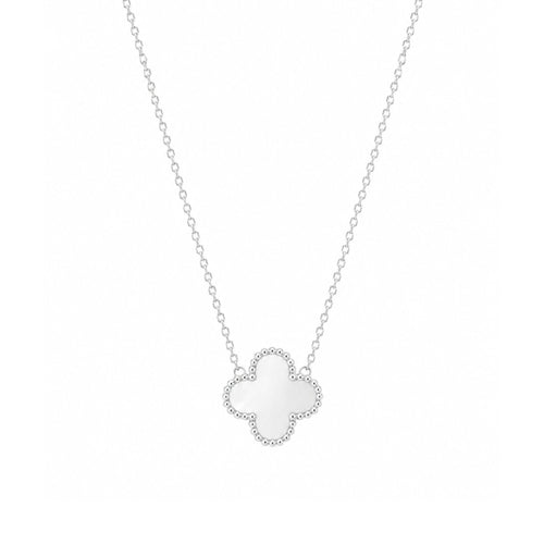 Pearl Clover Kette in Silber mit weißem Kleeblatt Anhänger und Perlmutt Optik