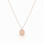 Roségoldene Coin of Meaning Halskette mit glattem Kreis-Anhänger, modernes minimalistisches Design