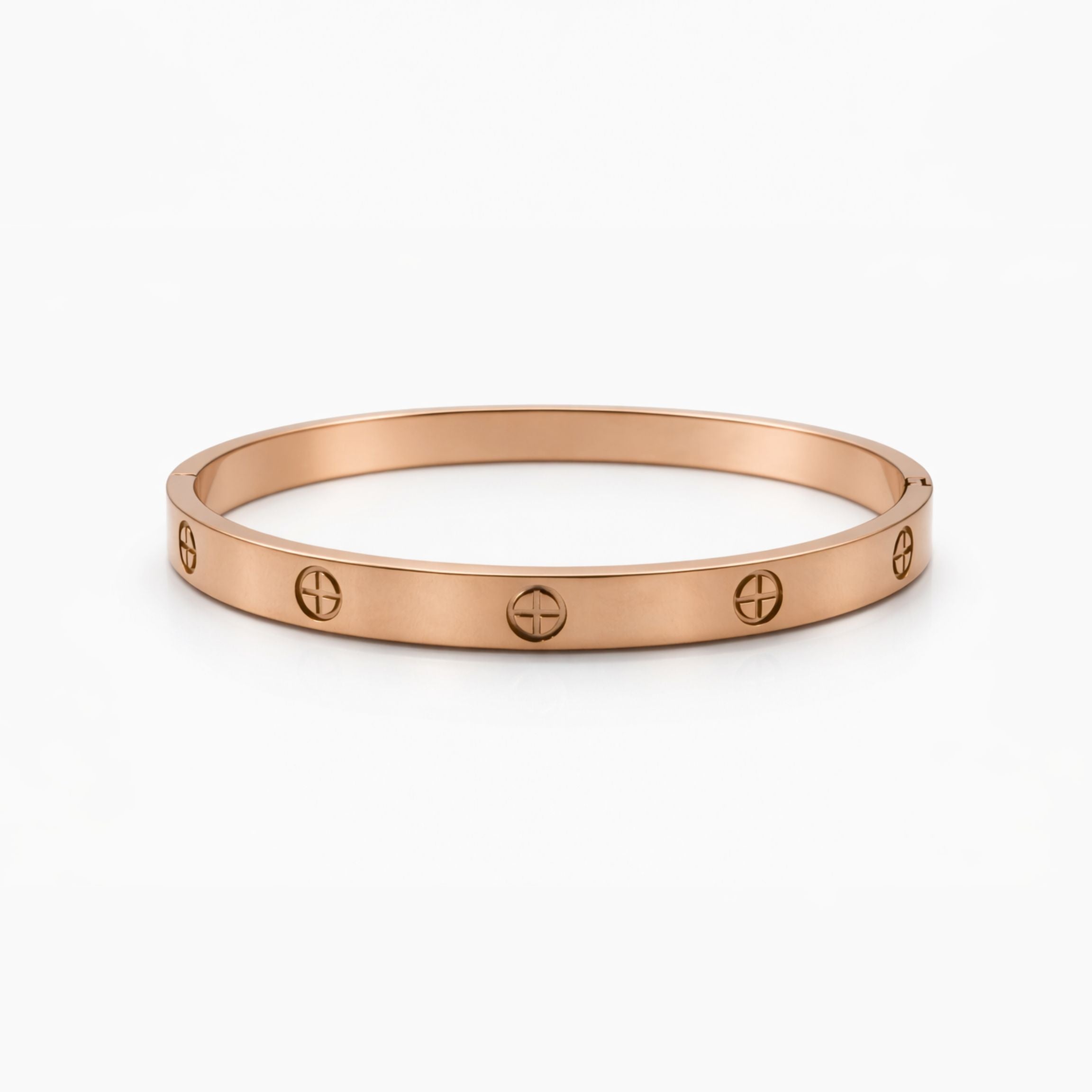 Roségoldfarbener Schrauben-Armreif im minimalistischen Design, eleganter Damenschmuck