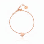 Roségoldenes Eternité Piece Armband mit Puzzle-Anhänger, filigranes Schmuckarmband für Damen auf weißem Hintergrund