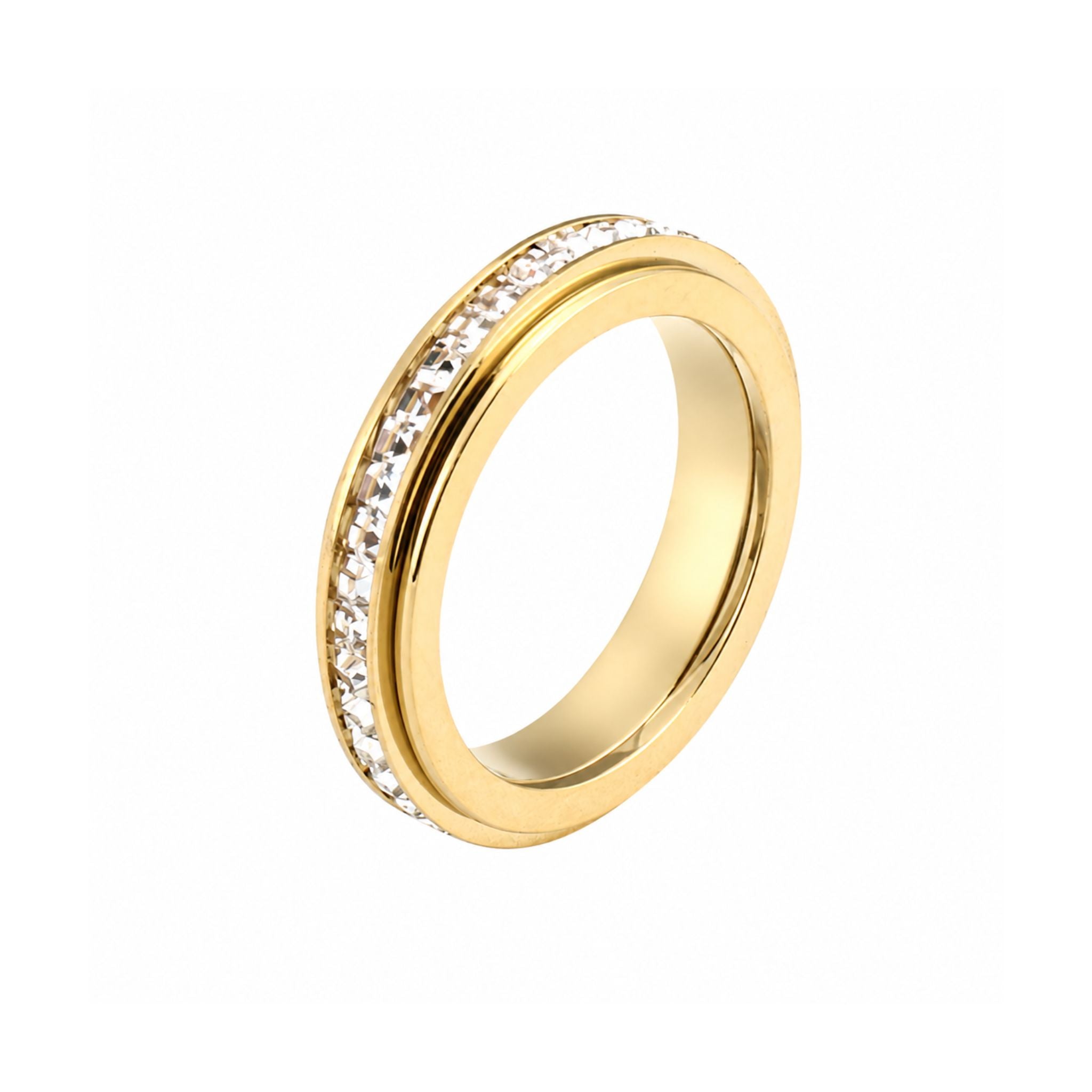 Serenity Spin Ring Gold mit drehbarem Zirkonia Band