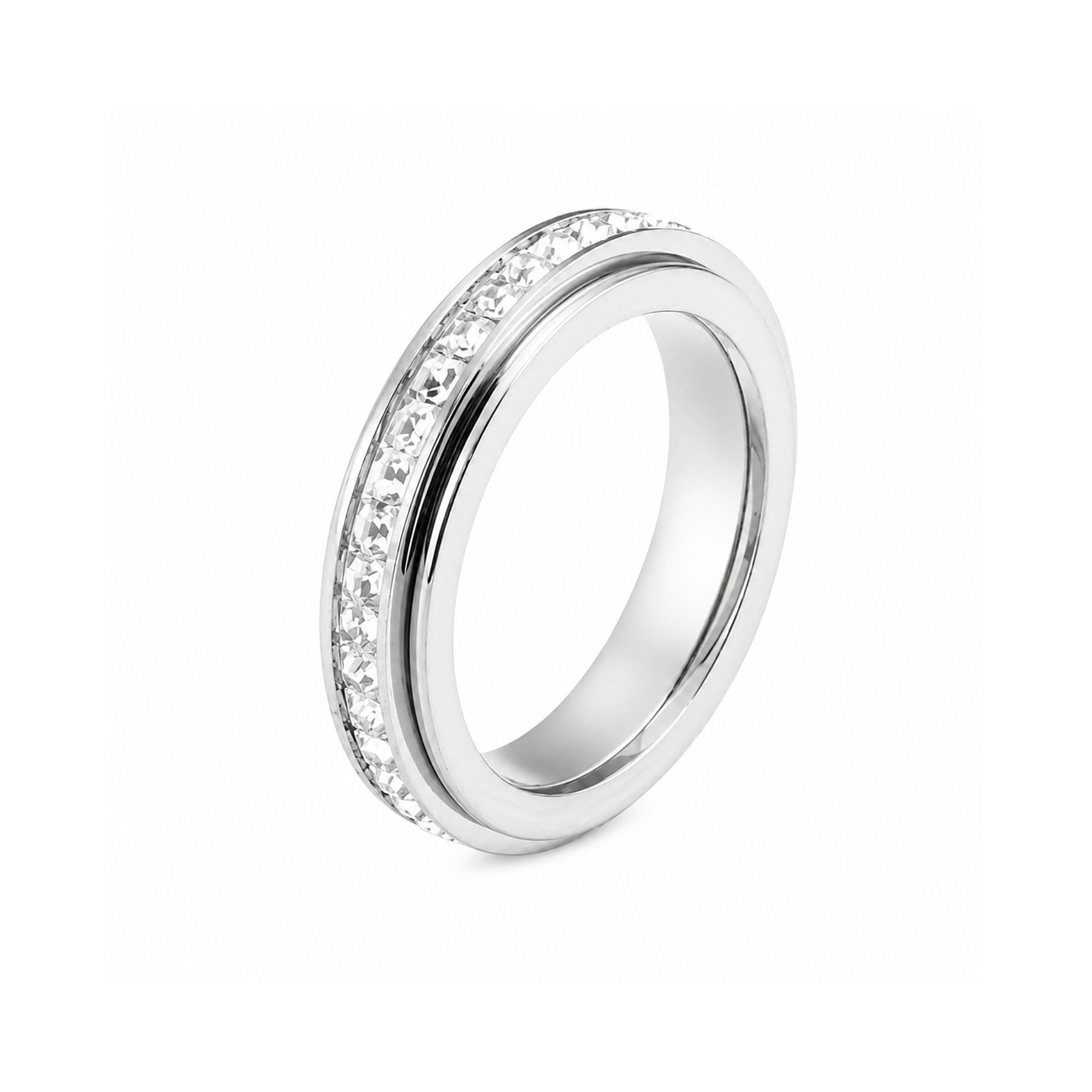 Serenity Spin Ring Silber mit drehbarem Zirkonia Band