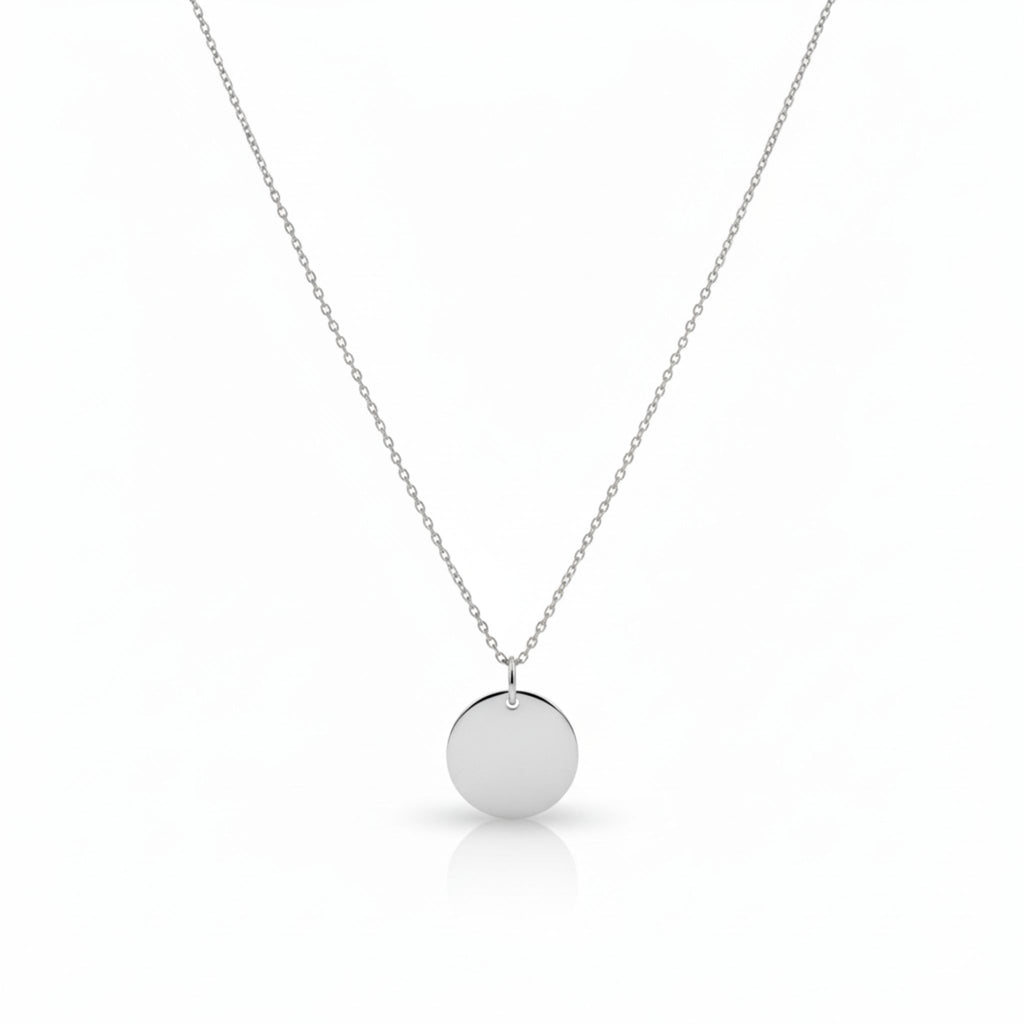 Silberne Coin of Meaning Halskette mit schlichtem Kreis-Anhänger, zeitloser Unisex-Schmuck