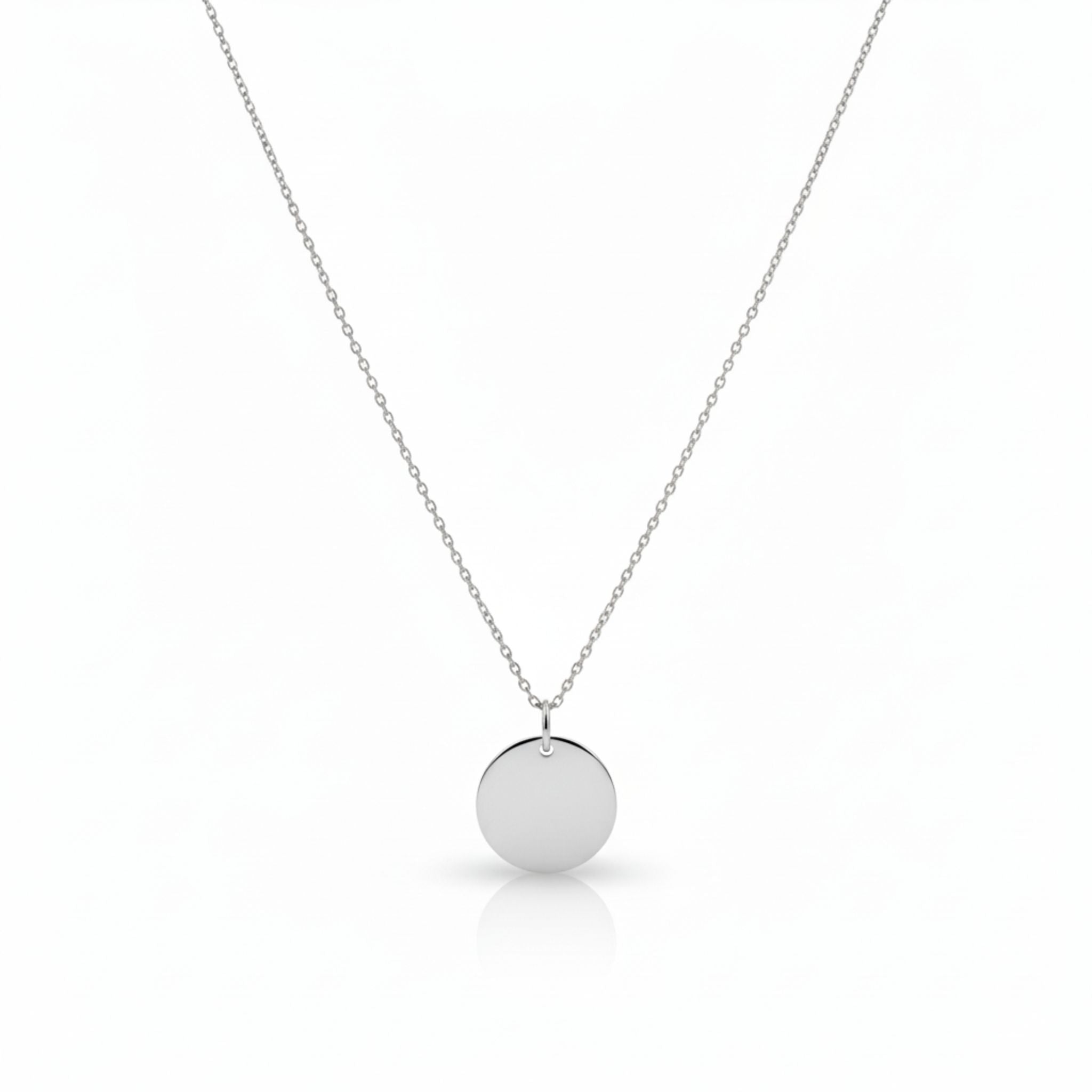 Silberne Coin of Meaning Halskette mit schlichtem Kreis-Anhänger, zeitloser Unisex-Schmuck