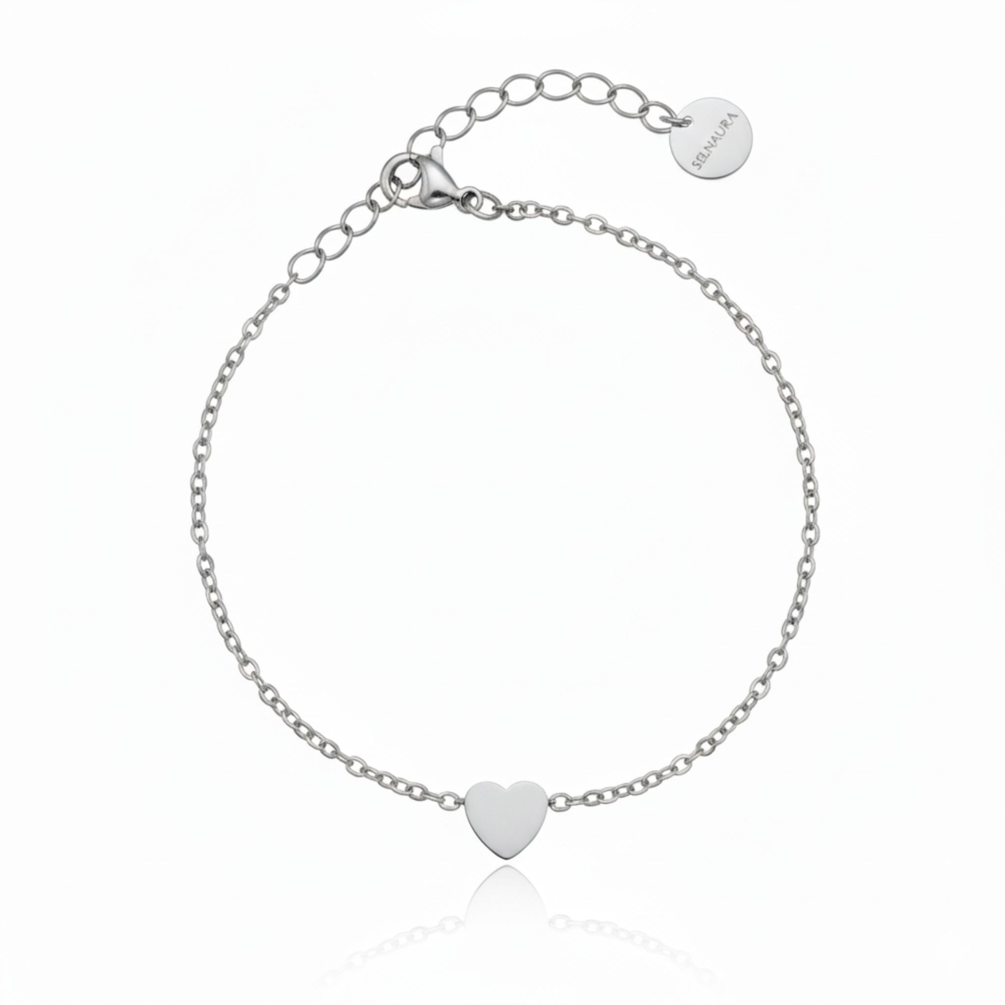 Silbernes Herz Armband mit filigraner Kette – zeitloses Damenarmband mit Herzmotiv