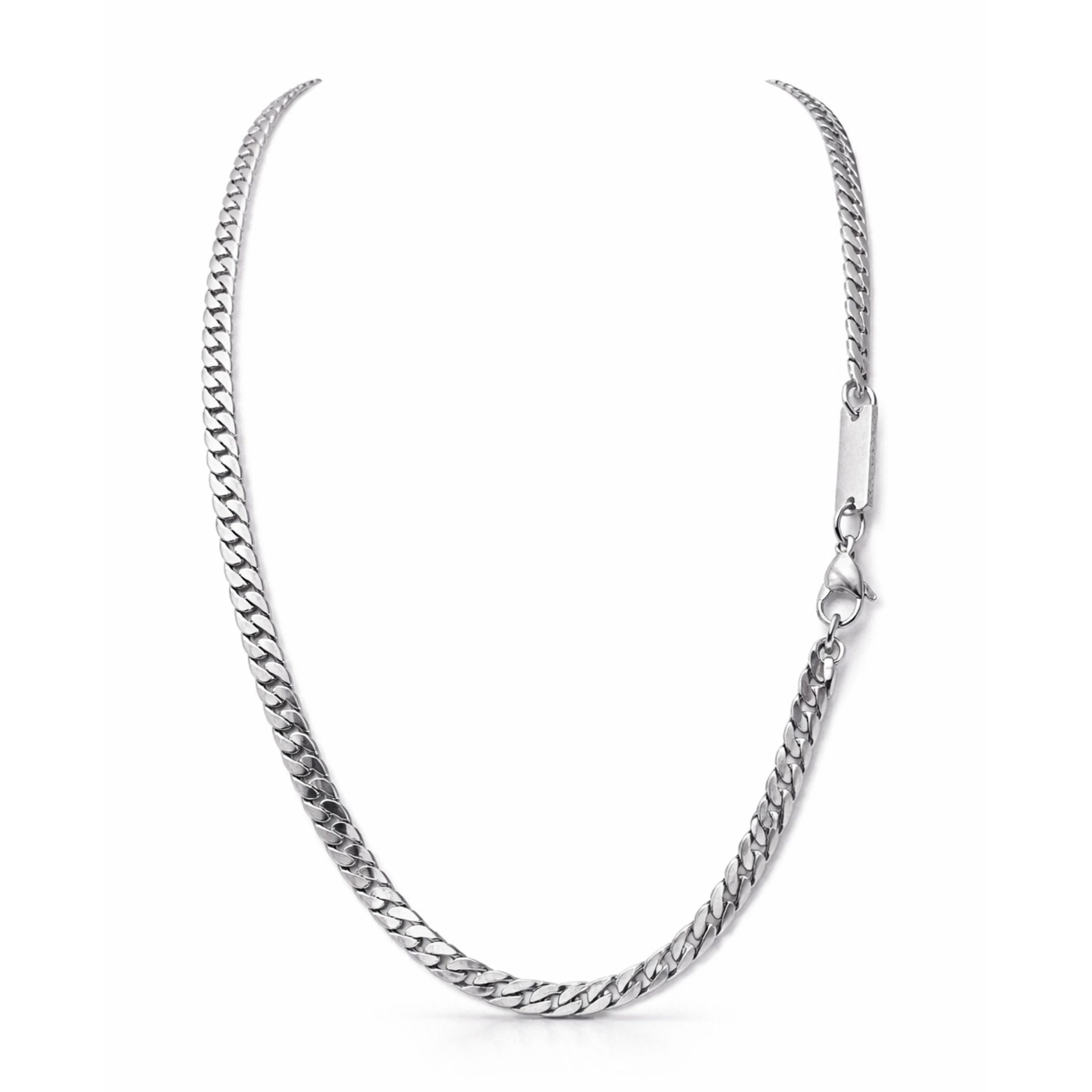 Silberne Urban Chain Halskette mit flacher Panzerkette im modernen Stil