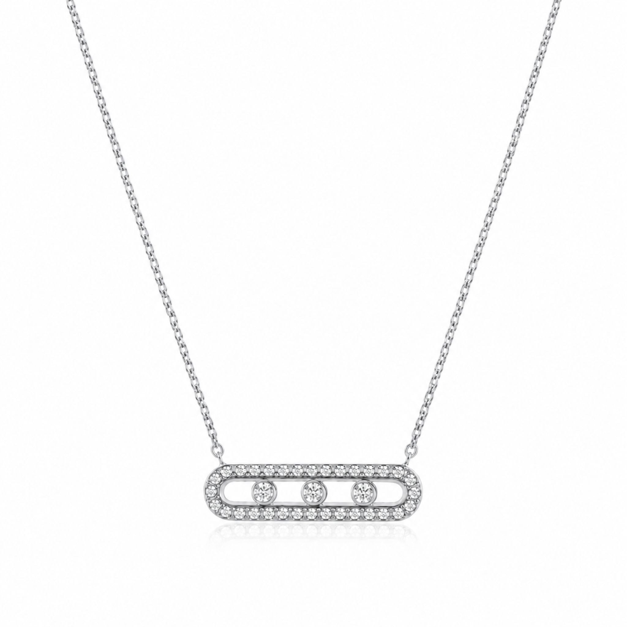 Trinity Shine Kette Silber mit drei beweglichen Zirkonia und funkelnder Pavé-Fassung