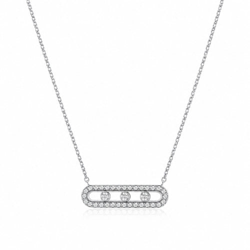Trinity Shine Kette Silber mit drei beweglichen Zirkonia und funkelnder Pavé-Fassung