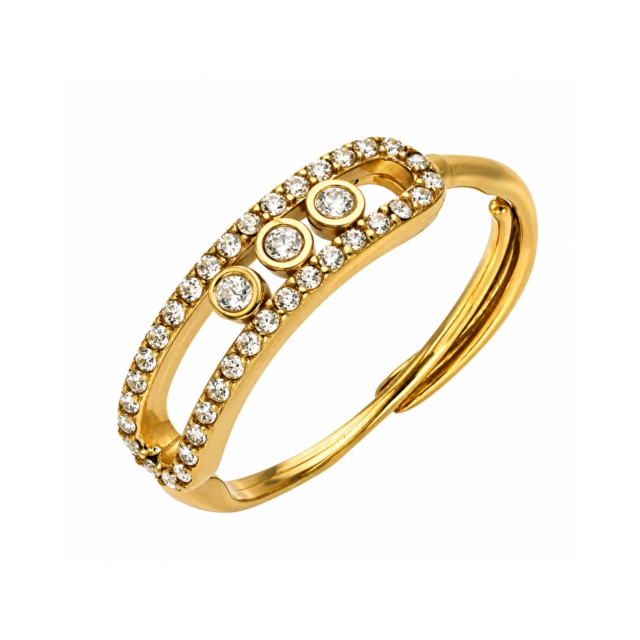 Trinity Shine Ring Gold mit Zirkonia Steinen und offenem Design
