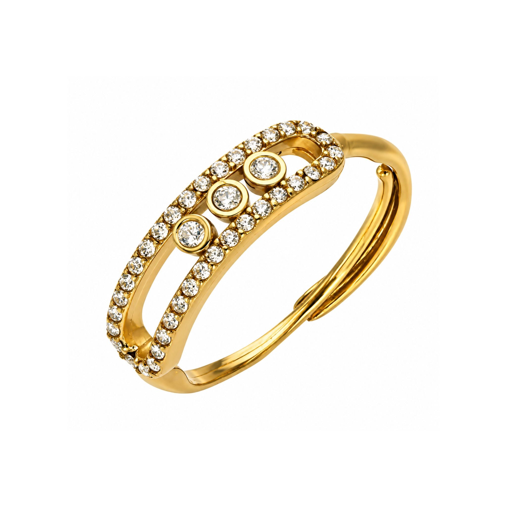 Trinity Shine Ring Gold mit Zirkonia Steinen und offenem Design