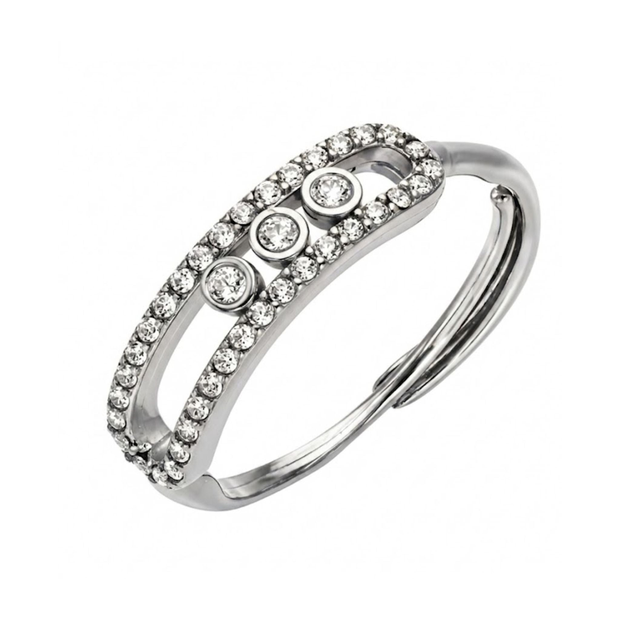 Trinity Shine Ring Silber mit Zirkonia Steinen und offenem Design